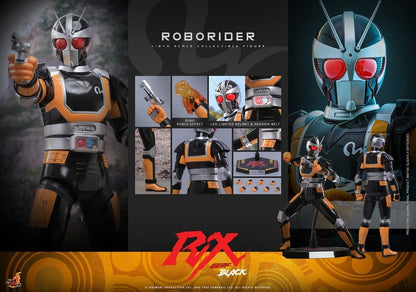 Figurine Kamen Rider Black RX RoboRider de 31 cm de Hot Toys, personnage détaillé et pose dynamique.