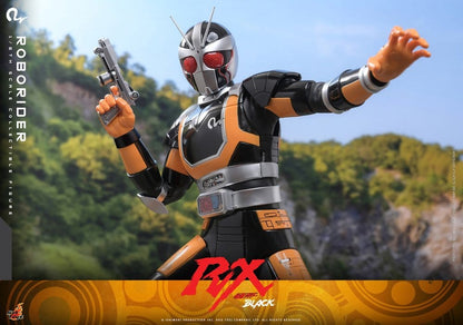 Figurine Kamen Rider Black RX RoboRider de 31 cm par Hot Toys, figurine détaillée de héros de la série télévisée.