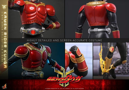 Figurine Kamen Rider Kuuga 1/6 de 31 cm de Hot Toys, détail précis et pose dynamique, en costume de héros japonais.