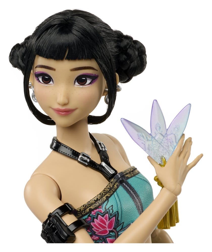 Poupée KPop Demon Hunters HUNTR/X Zoey de Mattel, figurine détaillée avec vêtements et accessoires colorés, vue de face.