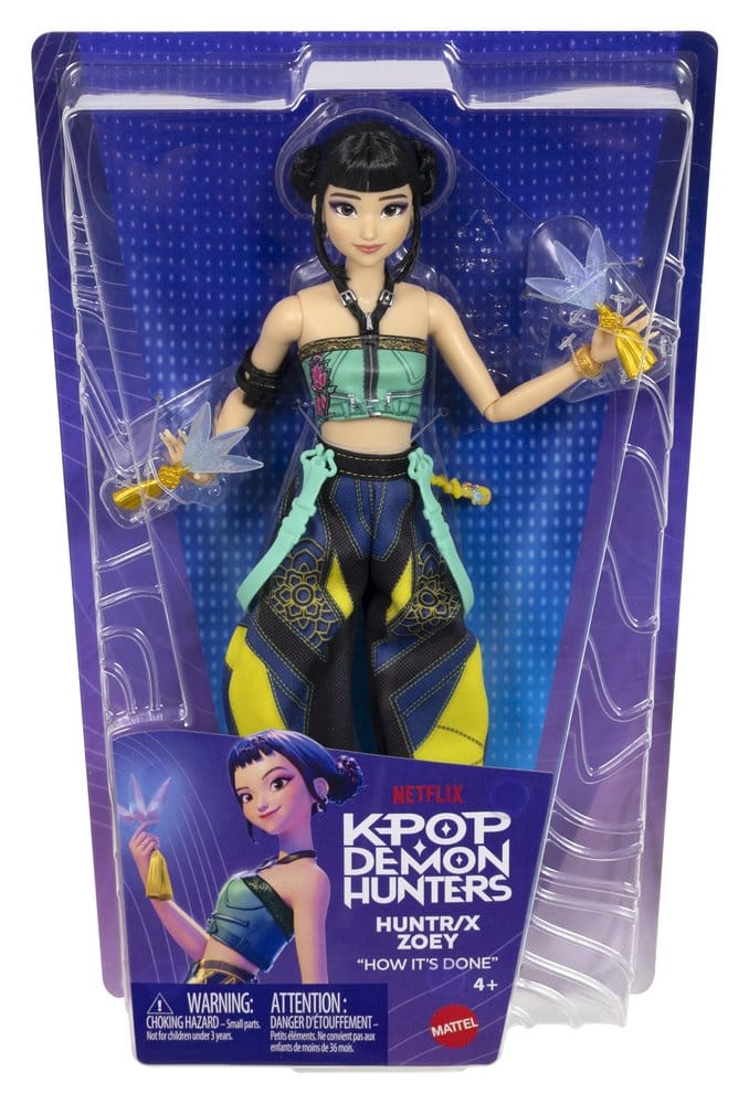 Poupée Zoey Demon Hunters HUNTR/X de Mattel, figurine détaillée inspirée de la série KPop Demon Hunters.