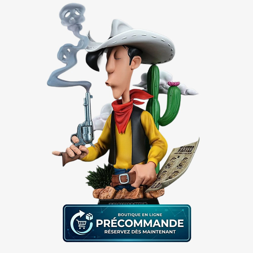 Statuette limitée Lucky Luke, bust de roi en résine, figurine de collection de Cartoon Kingdom, détails colorés et finition soignée.