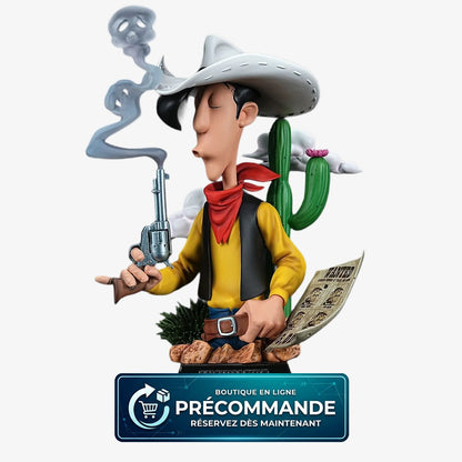 Statuette limitée Lucky Luke, bust de roi en résine, figurine de collection de Cartoon Kingdom, détails colorés et finition soignée.