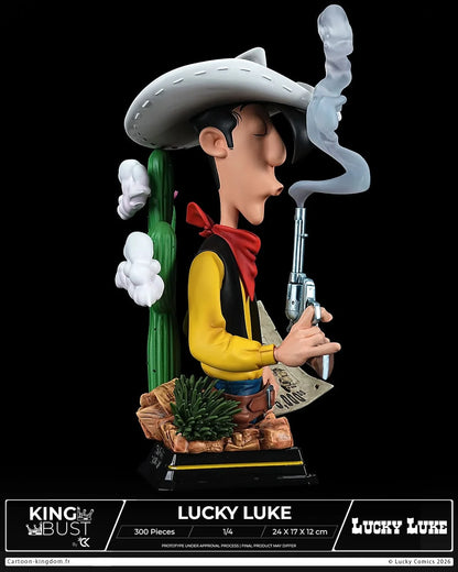 Statuette en résine représentant la tête de Lucky Luke, édition limitée, par Cartoon Kingdom, style bust de roi.