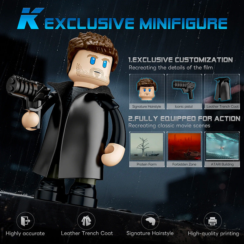 Briques de construction Lumibricks Blade Runner 2049 K’s Spinner 23001, véhicule lumineux à construire