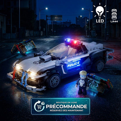 Briques de construction Lumibricks Cyberpunk Neoncity 17002, voiture de police lumineuse futuriste