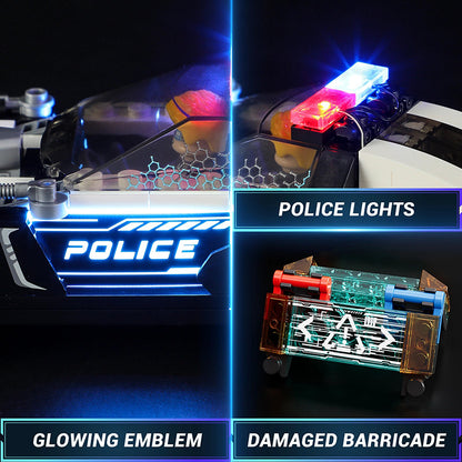 Briques de construction Lumibricks Cyberpunk Neoncity 17002, voiture de police lumineuse style cyberpunk