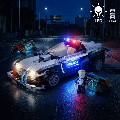 Briques de construction Lumibricks Cyberpunk Neoncity 17002, voiture de police lumineuse cyberpunk