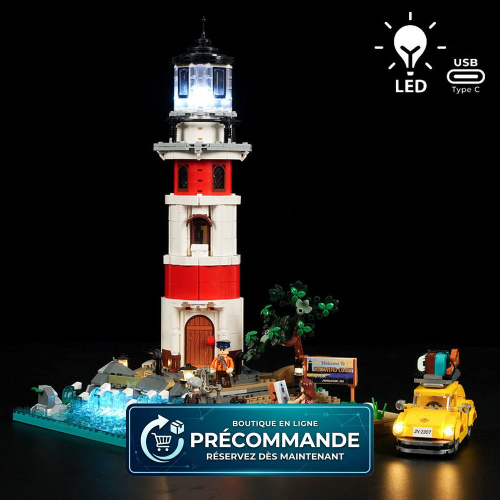 Briques de construction Lumibricks Road Trip 18007, phare lumineux Sunrise Lighthouse à construire, 1 632 pièces