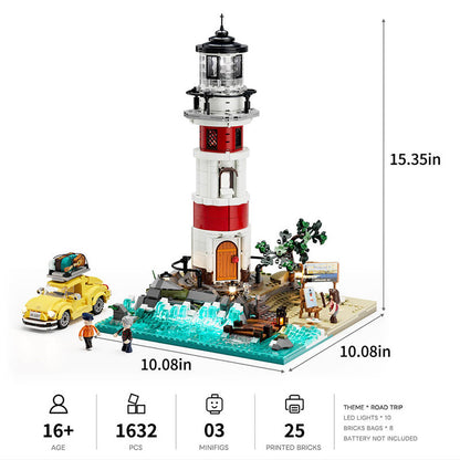Briques de construction Lumibricks Road Trip 18007, phare lumineux au lever du soleil en 1 632 pièces