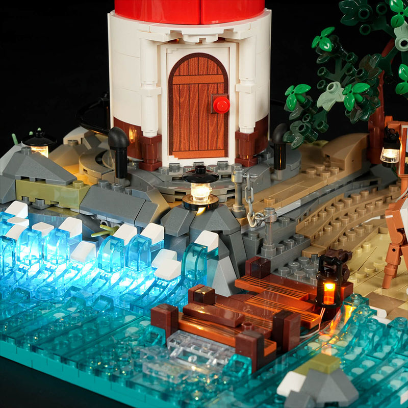 Briques de construction Lumibricks Road Trip 18007, phare lumineux Sunrise Lighthouse à construire, 1 632 pièces