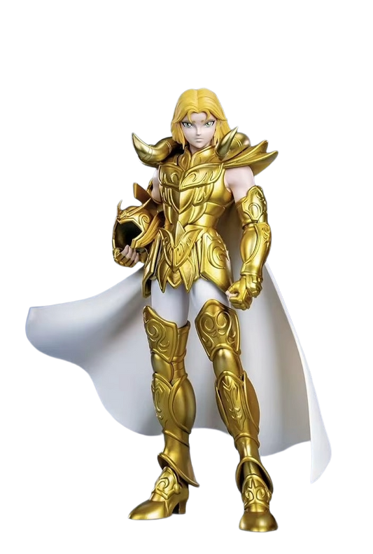 Figurine Mu du Bélier Saint Seiya Zodiakos, personnage de chevalier en armure, en position dynamique.
