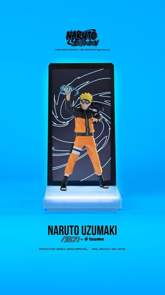Figurine Naruto Uzumaki Neon Tsume, 25 cm, en position dynamique, avec détails lumineux et couleurs vives, figurine de collection.