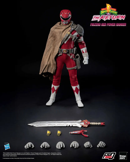 Figurine Red Power Ranger Mighty Morphin Power Rangers: The Return, 31 cm, Threezero, pose dynamique, détails précis.