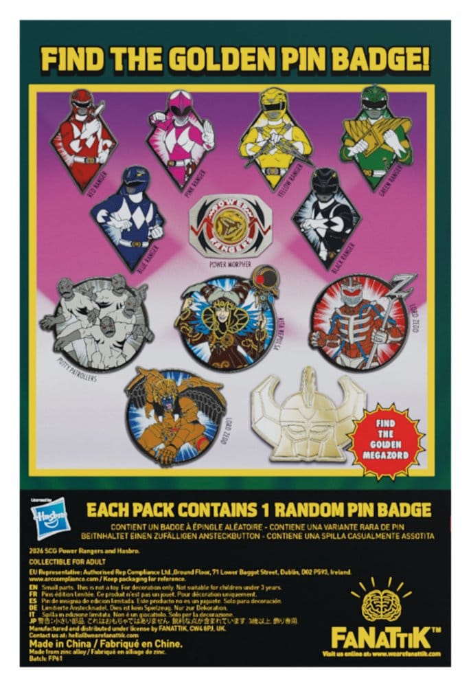 Power Rangers – Mystery Pins – Blind Box – Assortiment de 12