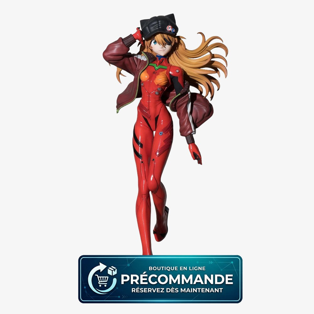 Figurine Asuka Rebuild of Evangelion Sega, personnage de la série Evangelion, en pose dynamique, détails précis et couleurs vives.