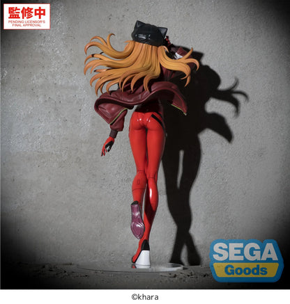 Figurine Asuka Rebuild of Evangelion Sega, détail précis, position dynamique, figurine de collection d'Asuka dans l'univers Evangelion.