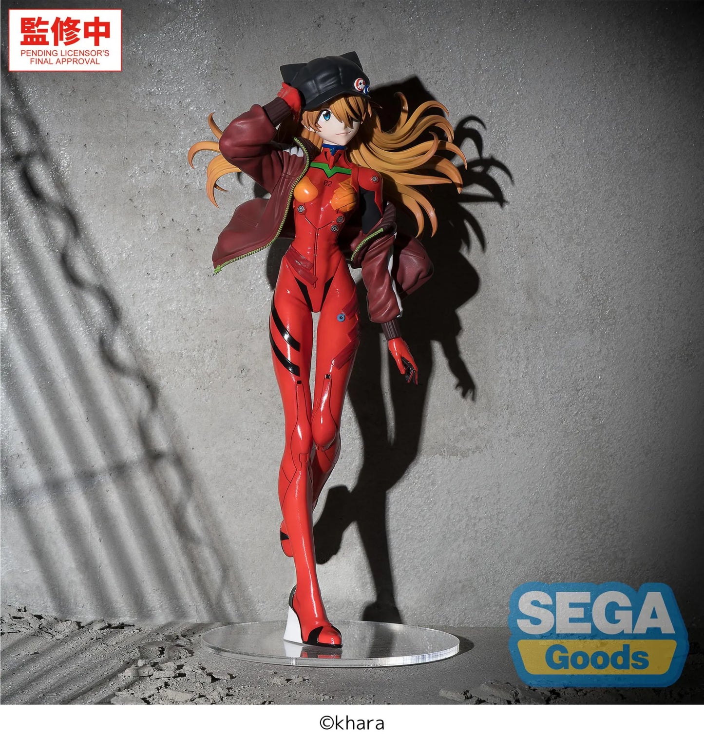 Figure Asuka Rebuild of Evangelion Sega, figurine détaillée de la célèbre pilote d'Evangelion, pose dynamique et couleurs vives.