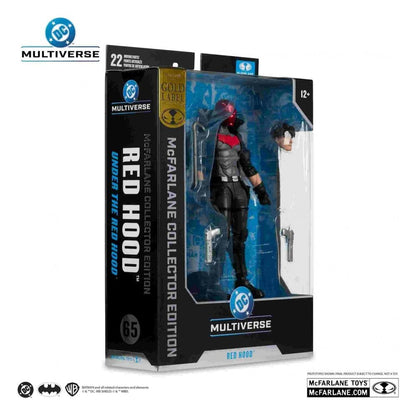 Figurine Deluxe Red Hood de McFarlane Toys, collection DC Multiverse, 18 cm, détail précis et pose dynamique.