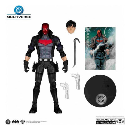Figurine Deluxe Red Hood de McFarlane Toys, édition Collector, 18 cm, costume rouge et noir, pose dynamique, figurine DC Comics.