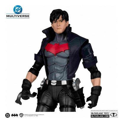 Figure de collection Red Hood de McFarlane Toys, figurine deluxe de 18 cm du DC Multiverse, édition Gold Label, détaillée et dynamique.