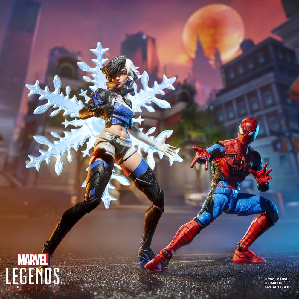 Figurines Marvel Legends Spider-Man et Luna Snow, 15 cm, de la collection Rivals, fabriquées par Hasbro.