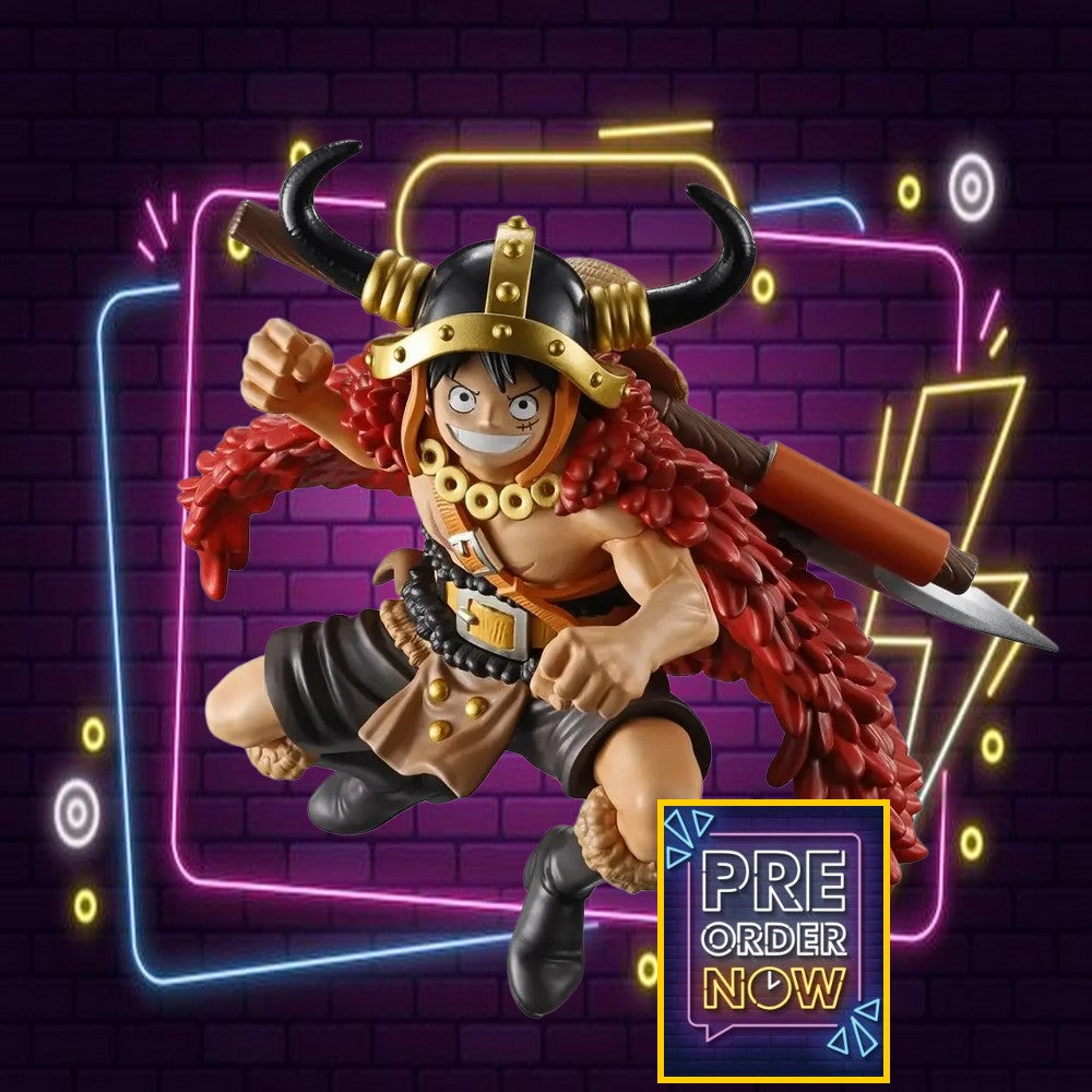 Figurine Bandai de Luffy de One Piece, Giant Bash!! Vol.1, 13 cm, personnage en pose dynamique avec détails colorés.