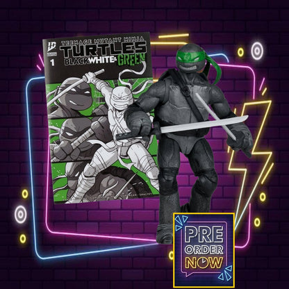 Tortues Ninja Page Punchers figurine Leonardo (Black White & Green) (Red Platinum Edition) 13 cm - Toys Legacy Collection