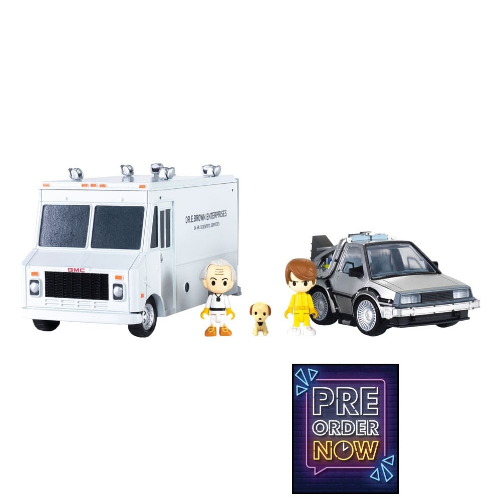 Retour vers le futur véhicules avec minifigurines Q-Village Time Machine Deluxe Set 9 cm - Toys Legacy Collection
