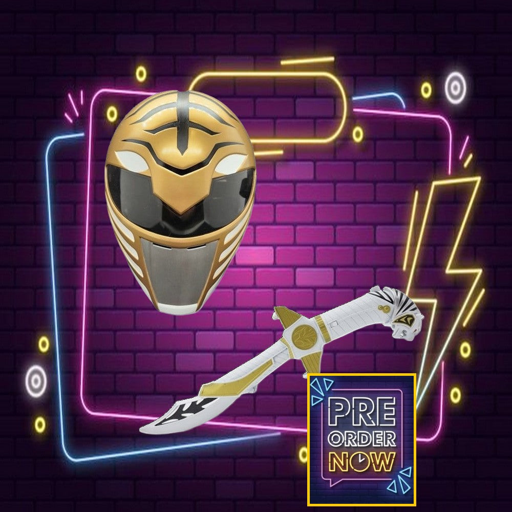 Ensemble de jeu de rôle Power Rangers White Ranger de Playmates Toys, costume et accessoires pour l'imagination.