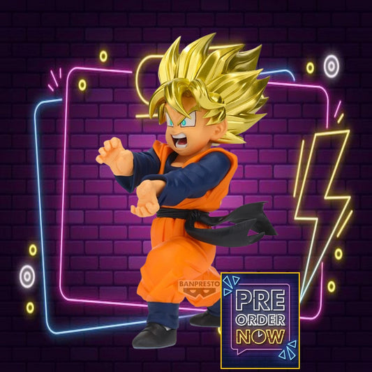 Figurine Son Goten de Dragon Ball, Blood of Saiyans, 13 cm, en pose dynamique, par Bandai.