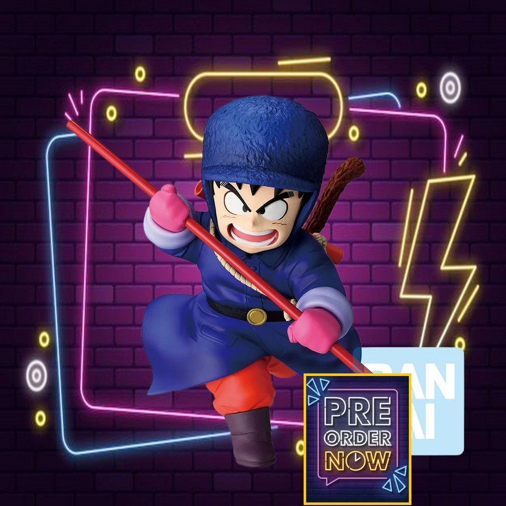 Figurine Son Goku Dragon Ball de Bandai, 14cm, combat contre l'Armée Red Ribbon, pose dynamique et détails précis
