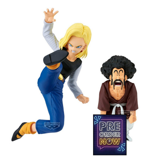 DRAGON BALL Z - Android 18 & Mr. Satan -Figurine Match Makers 11 & 8cm - Toys Legacy Collection