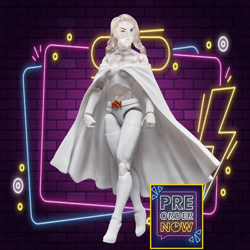 Figurine Emma Frost Marvel en forme de diamant, figurine Legends Series Hasbro, 15 cm, détail de la super-héroïne.