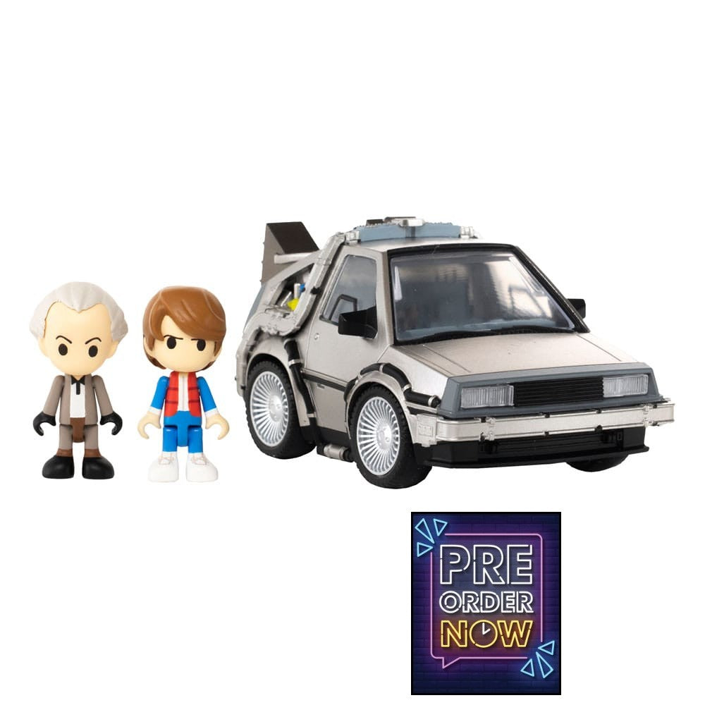 Retour vers le futur véhicule avec minifigurines Q-Village Time Machine 9 cm - Toys Legacy Collection