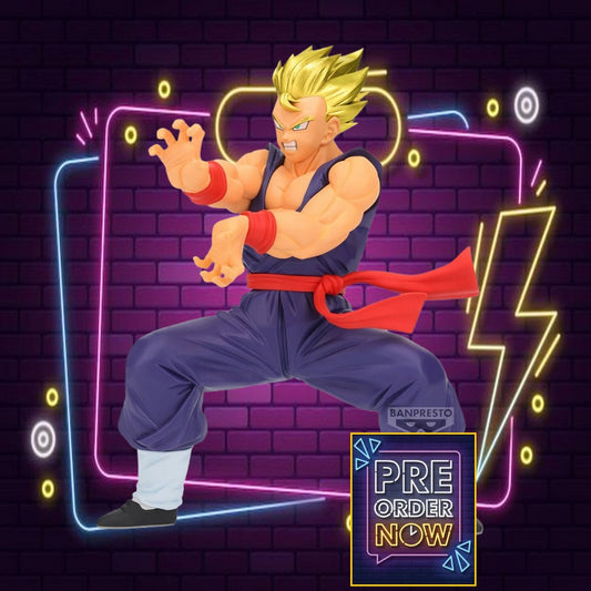 Figurine Bandai Son Gohan Blood of Saiyans, 17cm, personnage Dragon Ball avec détails précis, pose dynamique et couleurs vives.