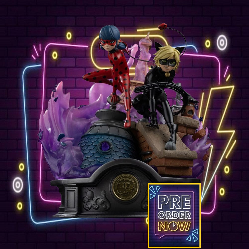 Miraculous statuette 1/10 Deluxe Art Scale Lady Bug and Cat Noir Signed Edition 23 cm - Toys Legacy Collection