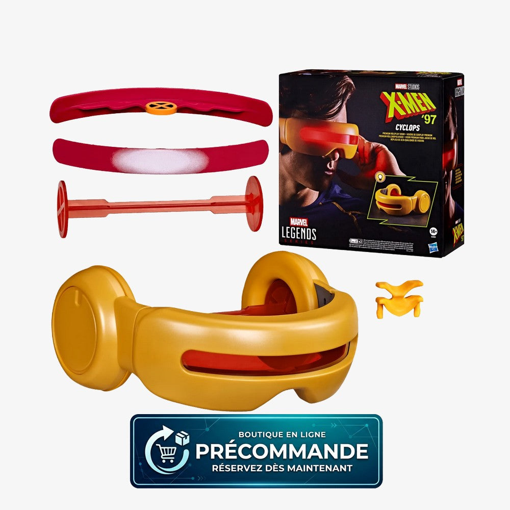 Visière Cyclope X-MEN 97 de la série Legend, replica premium pour cosplay, fabriquée par Hasbro, avec détails réalistes.