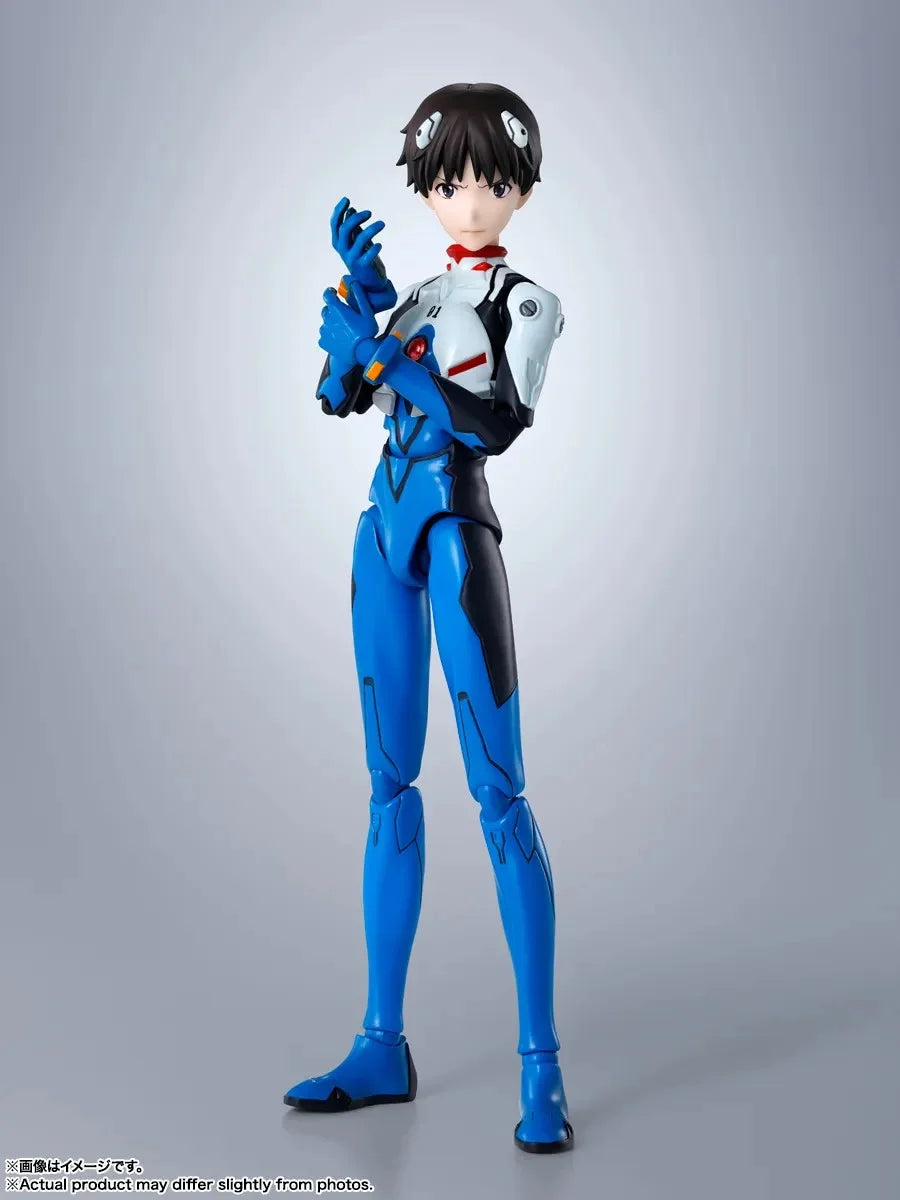 Figurine Shinji Ikari Neon Genesis Evangelion S.H.Figuarts de 14 cm, posée avec détails précis, de la marque Bandai Tamashii Nation.