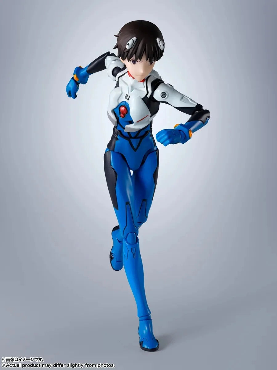 Figurine Shinji Ikari Neon Genesis Evangelion S.H.Figuarts de 14 cm, posée avec détails précis et articulation de Bandai Tamashii nation