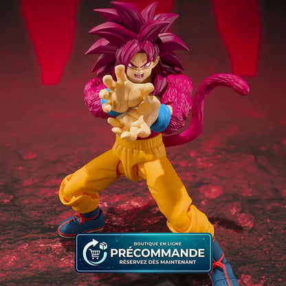 Figurine Bandai Tamashii Nation S.H. Figuarts Goku Super Saiyan 4 Dragon Ball Daima, pose détaillé, coloris vibrant.