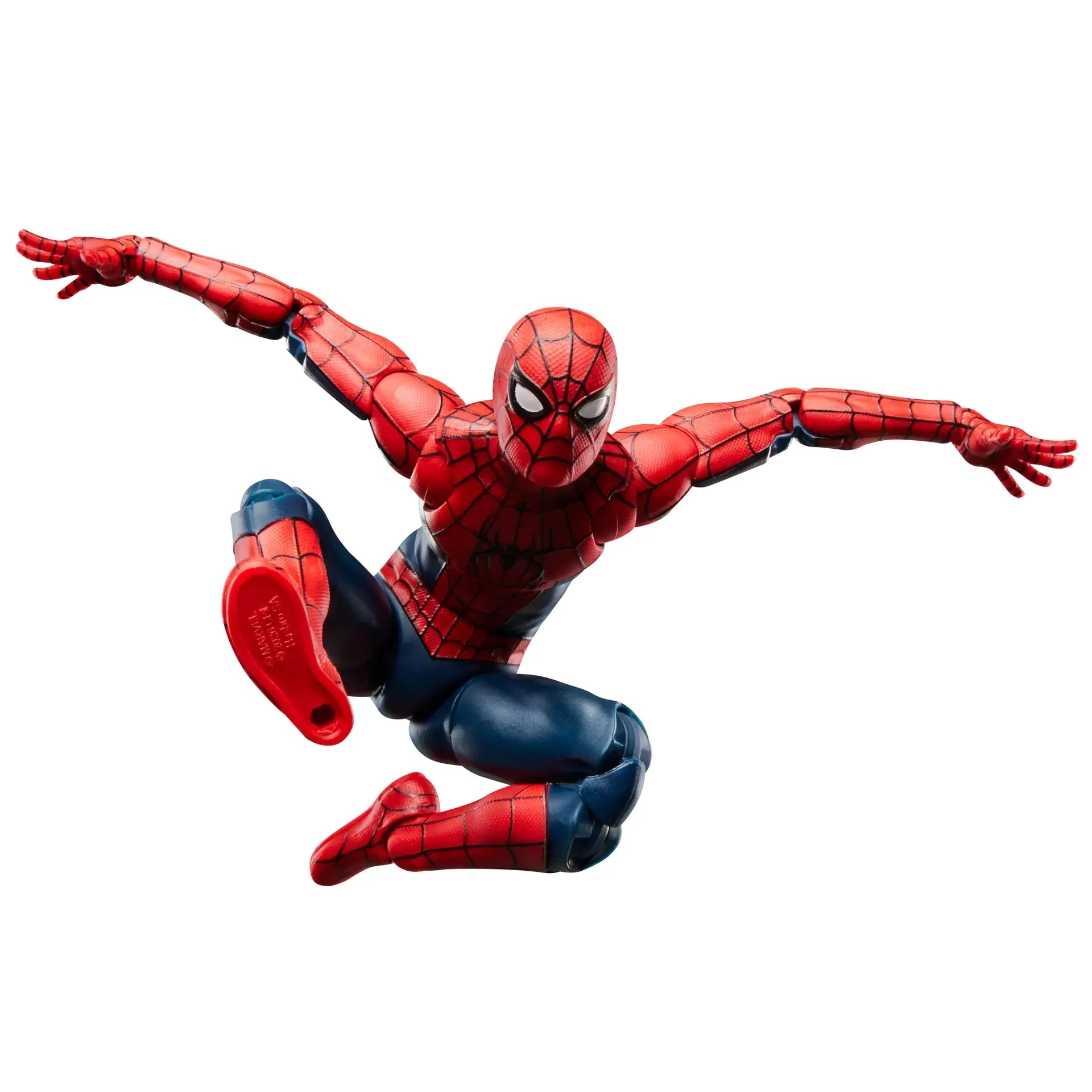 Figurine articulée Spider-Man Marvel Legends Series 15cm, bois et détails colorés, marque Hasbro, représentant Spider-Man dans une pose dynamique