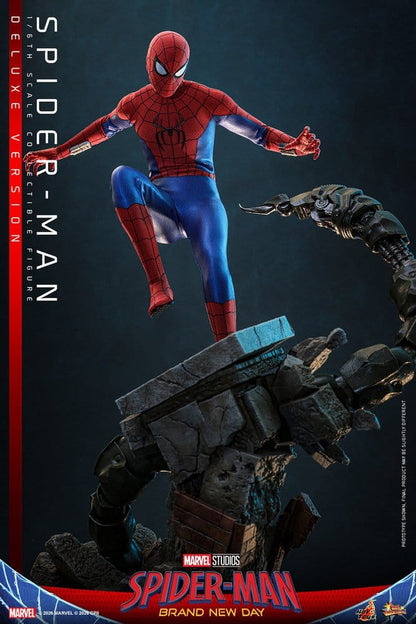 Figurine Spider-Man: Brand New Day en version Deluxe de 29 cm de Hot Toys, figurine de super-héros Marvel.