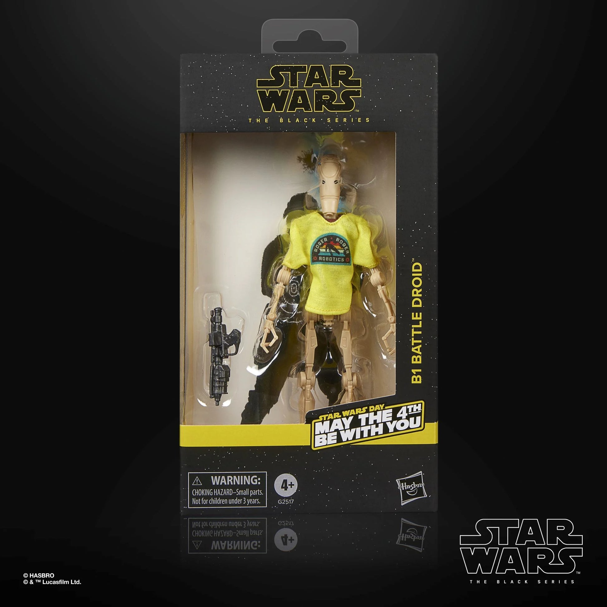 Figurine B1 Battle Droid Star Wars Black Series de 15 cm, fabriquée par Hasbro, montrant le droïde de bataille dans une pose détaillée.
