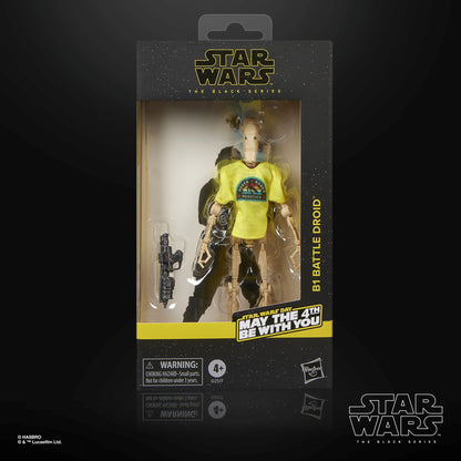 Figurine B1 Battle Droid Star Wars Black Series de 15 cm, fabriquée par Hasbro, montrant le droïde de bataille dans une pose détaillée.