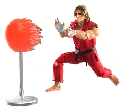 Figurine Ken de 15 cm de Street Fighter, marque Hasbro, montrant le personnage en costume de combat avec détails colorés.