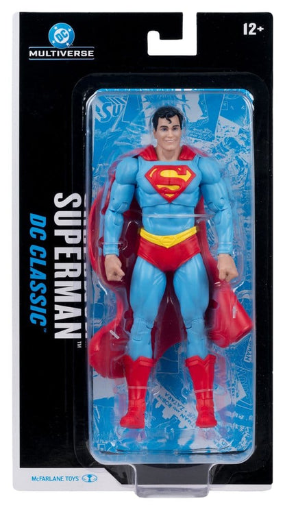 Figurine Superman DC Multiverse de 19 cm de McFarlane Toys, version classique avec costume bleu et cape rouge.