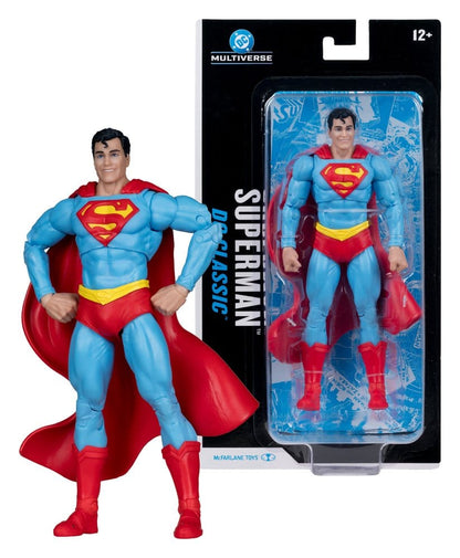 Figurine Superman DC Multiverse de 19 cm de McFarlane Toys, personnage Man of Steel avec costume bleu et cape rouge.