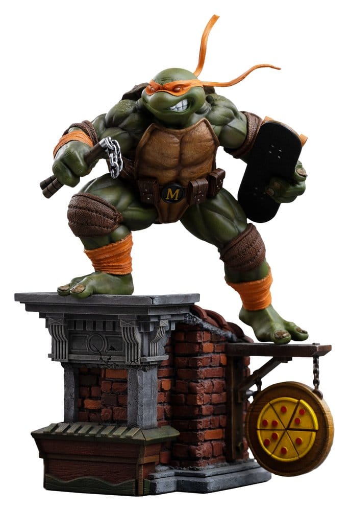 Statuette Michelangelo des Tortues Ninja BDS Art Scale 1/10 d'Iron Studios, figurine détaillée de Teenage Mutant Ninja Turtles.