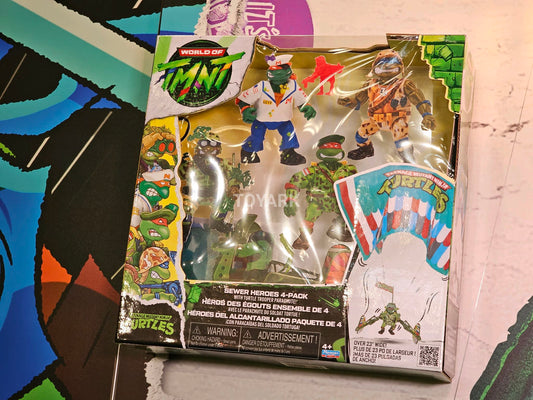 Tortues Ninja Classic figurines pack de 4 Sewer Heroes avec Parachute - Toys Legacy Collection